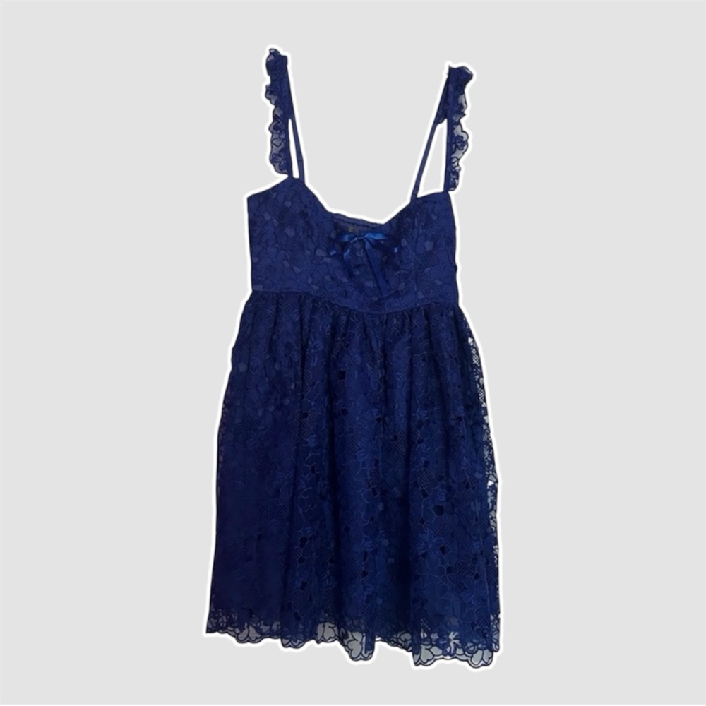 anthropologie sweetheart mini dress (nwt) in blue - size xs